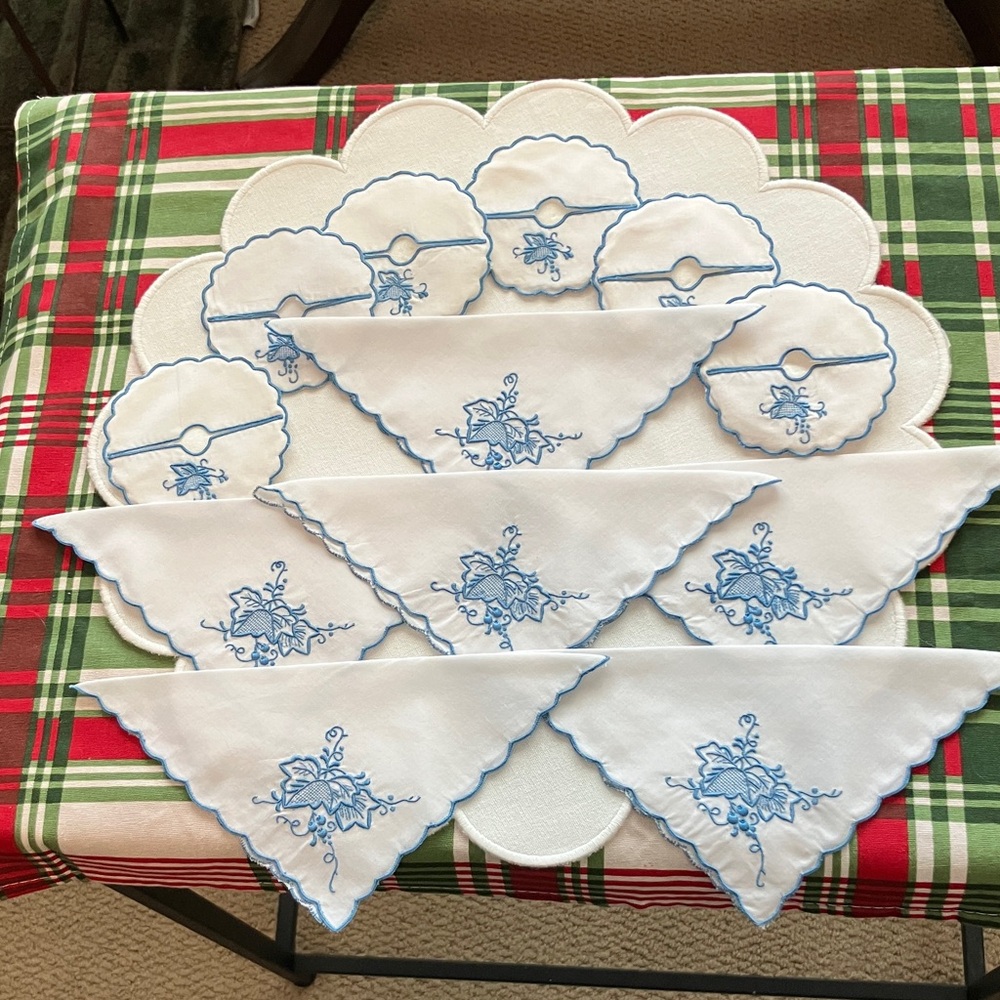 Madeira linen wine glass coaster/napkin set